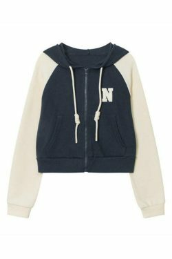Y2K Aesthetic Color Block Embroidered Oversized Hoodie
