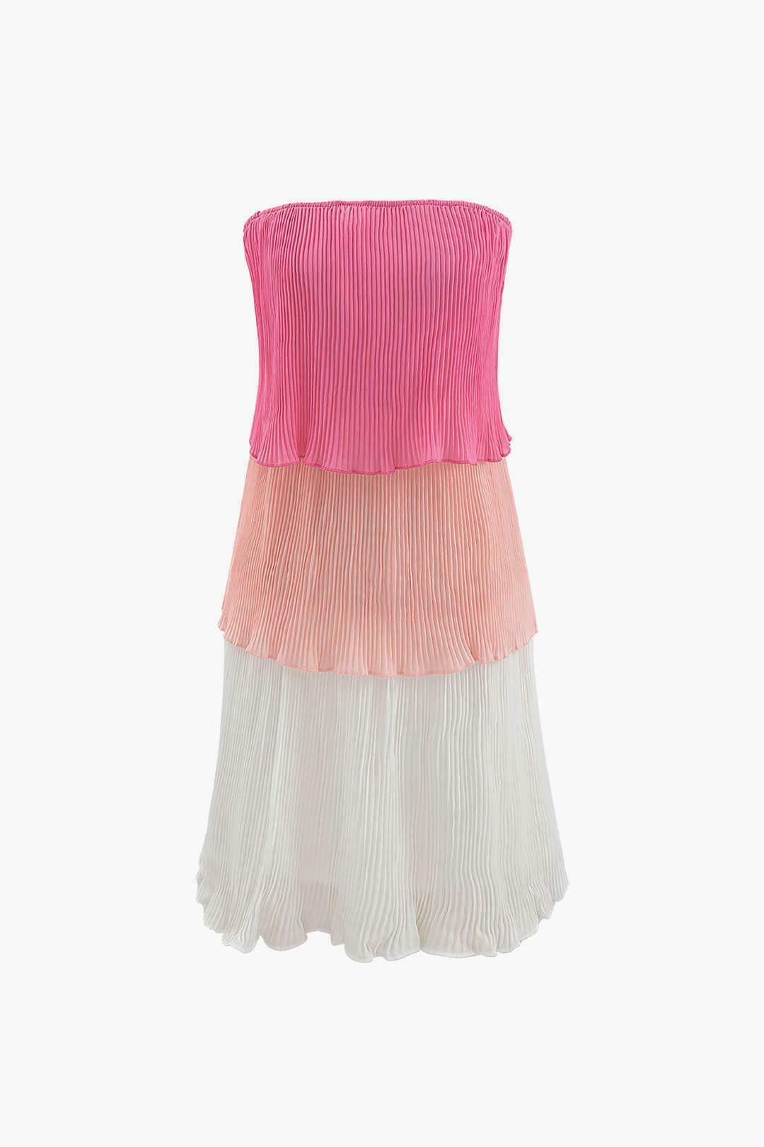 Y2K Aesthetic Color Block Plisse Mini Dress for Women - Coquette & Grunge Style Outfit