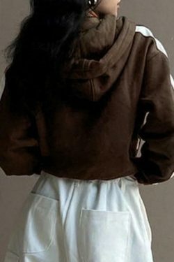 Y2K Aesthetic Color Block Splice Print Oversized Hoodie