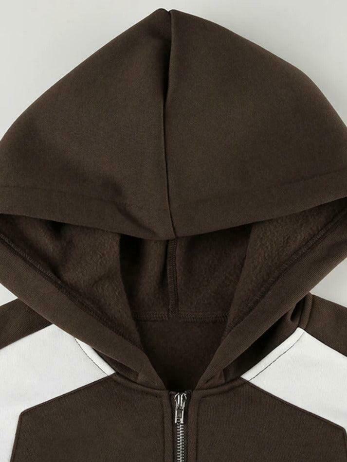 Y2K Aesthetic Color Block Splice Print Oversized Hoodie