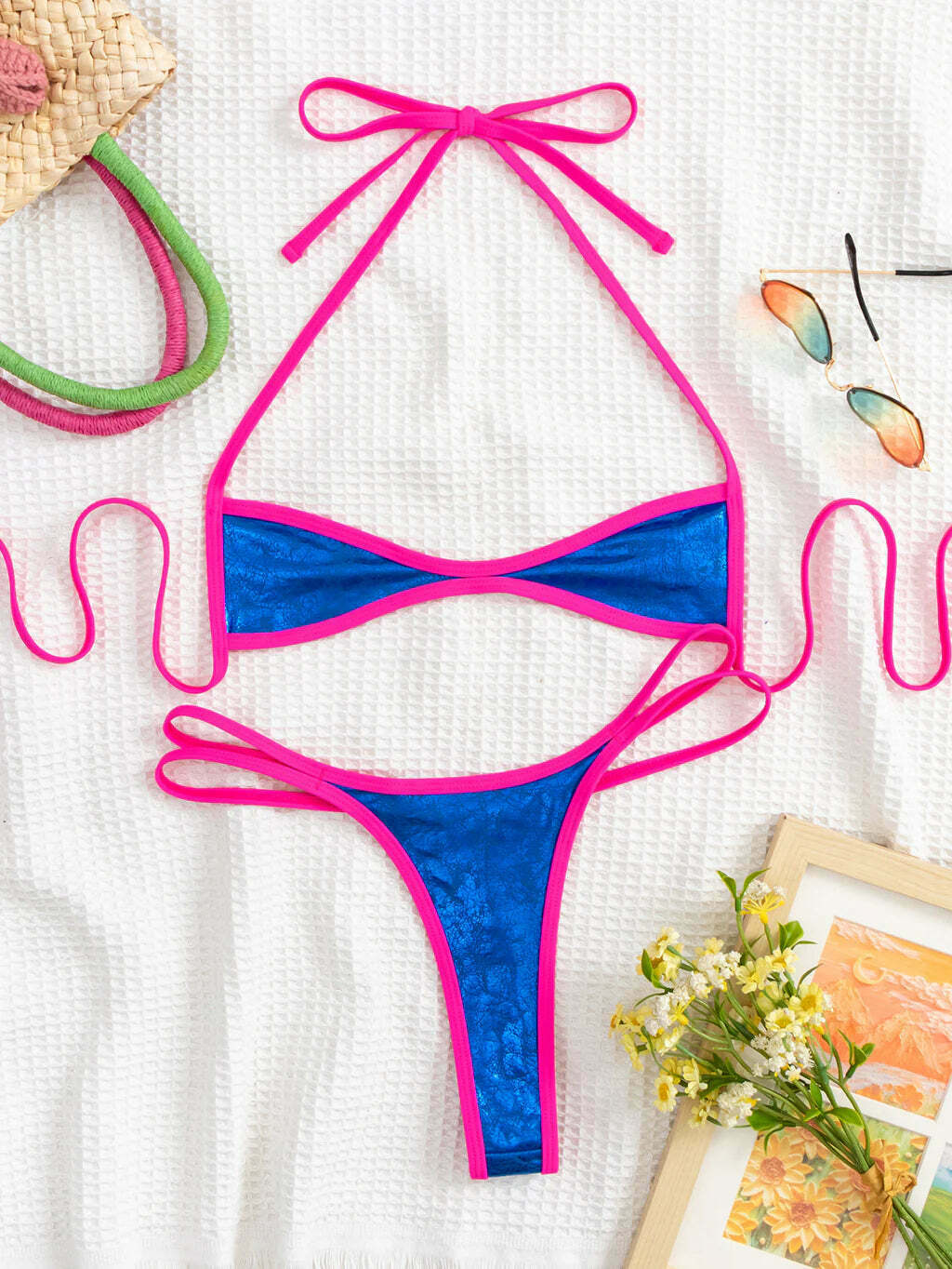 Y2K Aesthetic Color Contrast Bikini - Sexy Swimsuit for Women