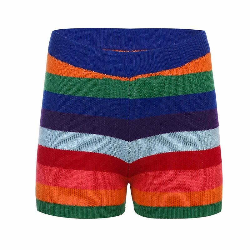 Y2K Aesthetic Colorblock Knitted Set for Women - Coquette & Grunge Style Outfit