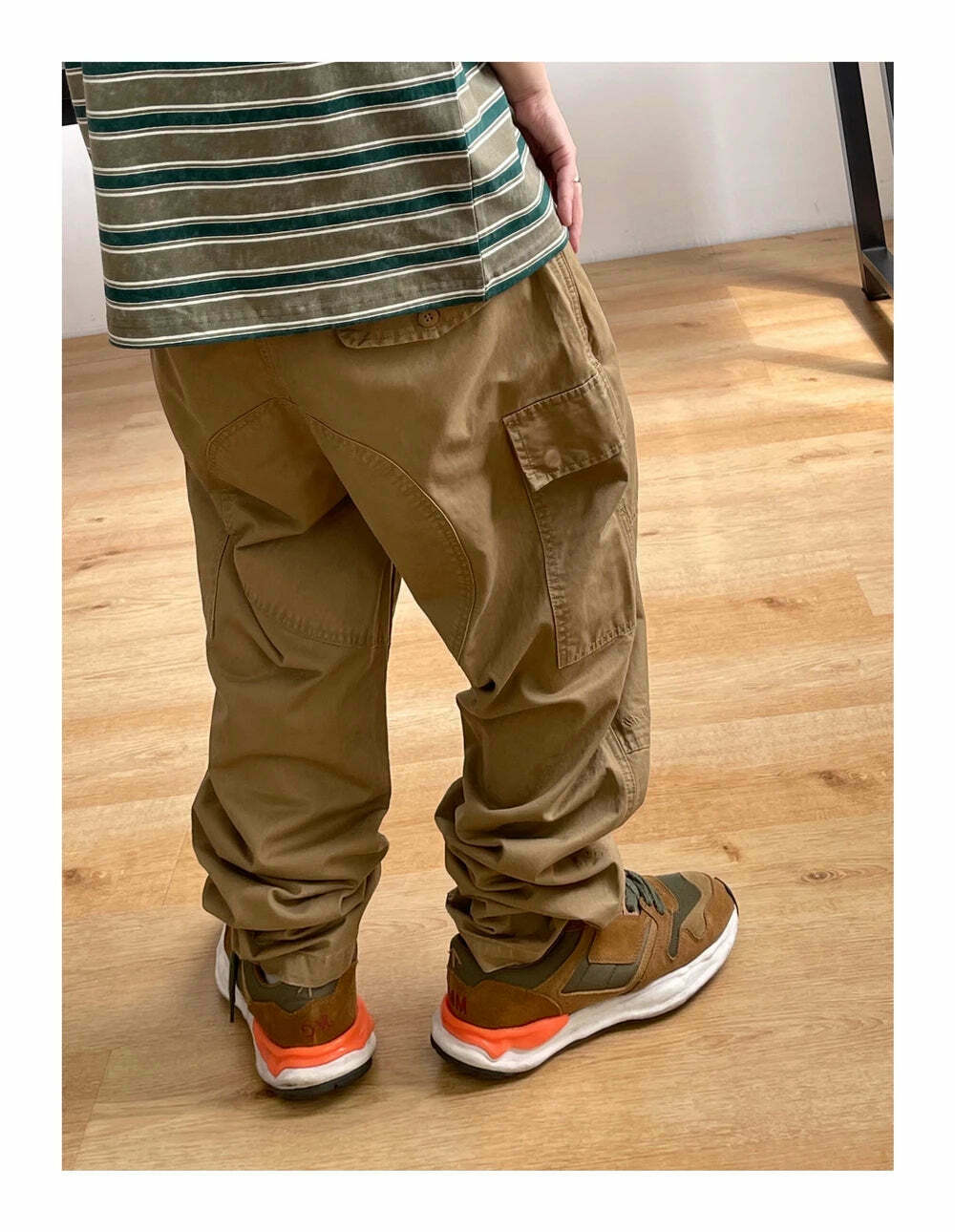 Y2K Aesthetic Contrast Waistband Cargo Pants with Paint Splash - Grunge Style Women's Fashion