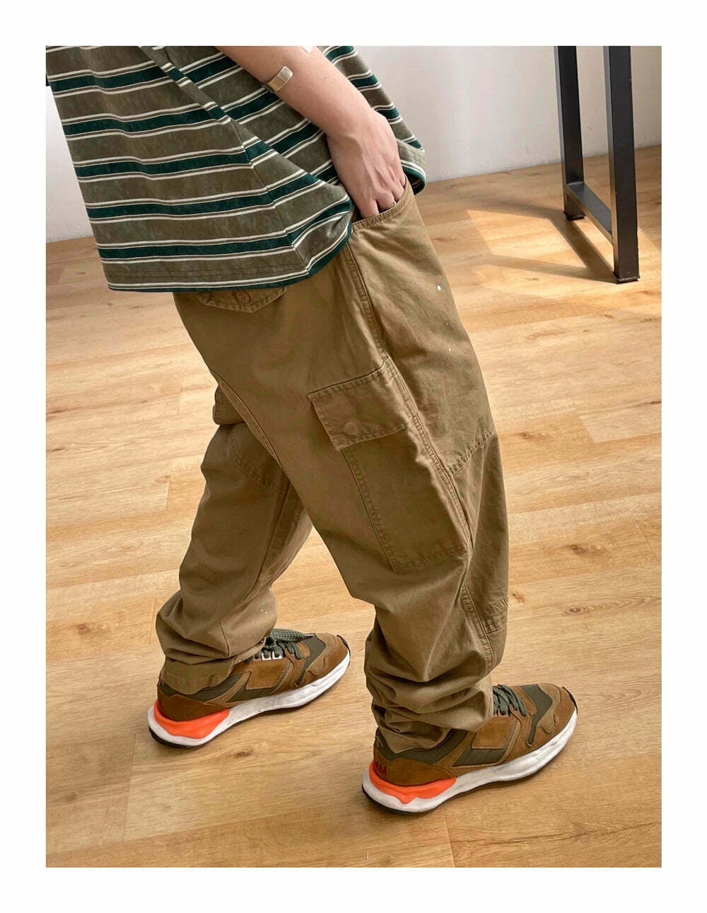 Y2K Aesthetic Contrast Waistband Cargo Pants with Paint Splash - Grunge Style Women's Fashion