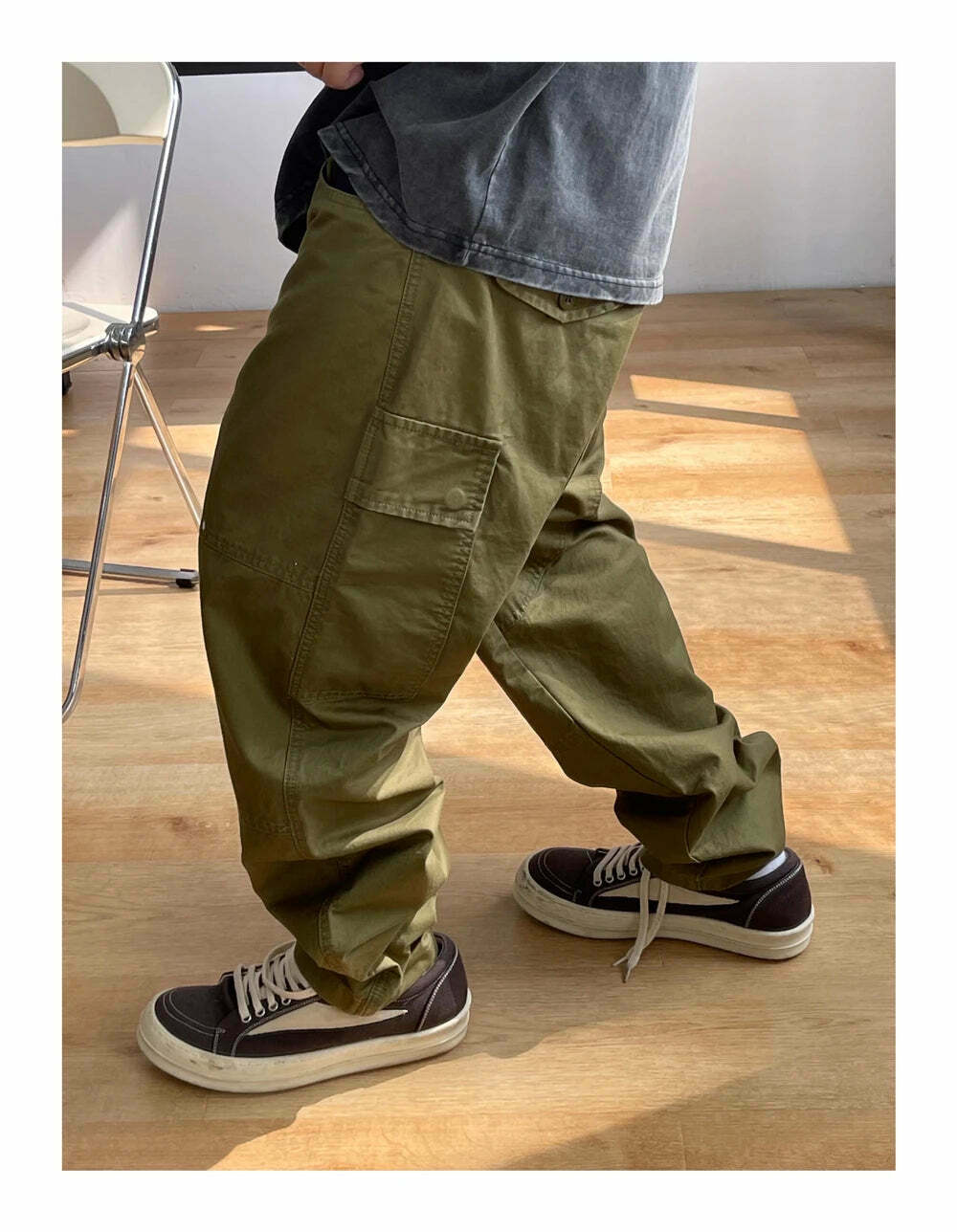 Y2K Aesthetic Contrast Waistband Cargo Pants with Paint Splash - Grunge Style Women's Fashion