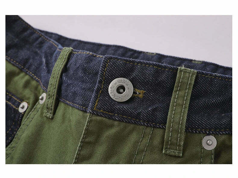 Y2K Aesthetic Contrast Waistband Cargo Pants with Paint Splash - Grunge Style Women's Fashion