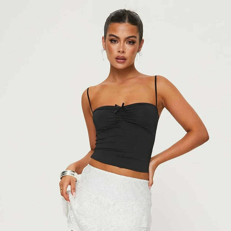 Y2K Aesthetic Coquette Cami Top with Adjustable Straps - Grunge Style Cute Pastel Goth Fashion