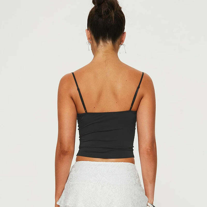 Y2K Aesthetic Coquette Cami Top with Adjustable Straps - Grunge Style Cute Pastel Goth Fashion