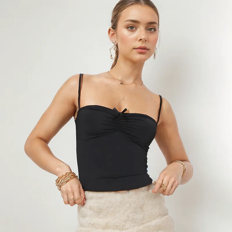 Y2K Aesthetic Coquette Cami Top with Adjustable Straps - Grunge Style Cute Pastel Goth Fashion
