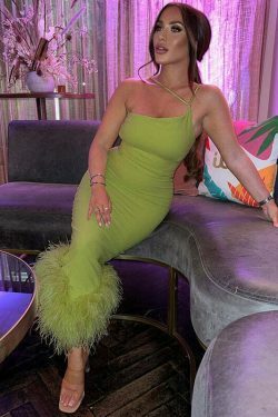 Y2K Aesthetic Coquette Dress with Feather Detail - Grunge Style Women's Fashion