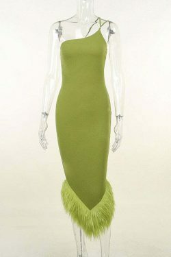 Y2K Aesthetic Coquette Dress with Feather Detail - Grunge Style Women's Fashion