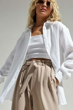 Y2K Aesthetic Coquette Loose Shirt - Grunge Style Cargo Skirt & Pastel Goth Fashion