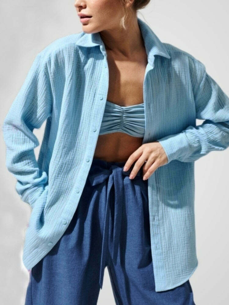 Y2K Aesthetic Coquette Loose Shirt - Grunge Style Cargo Skirt & Pastel Goth Fashion
