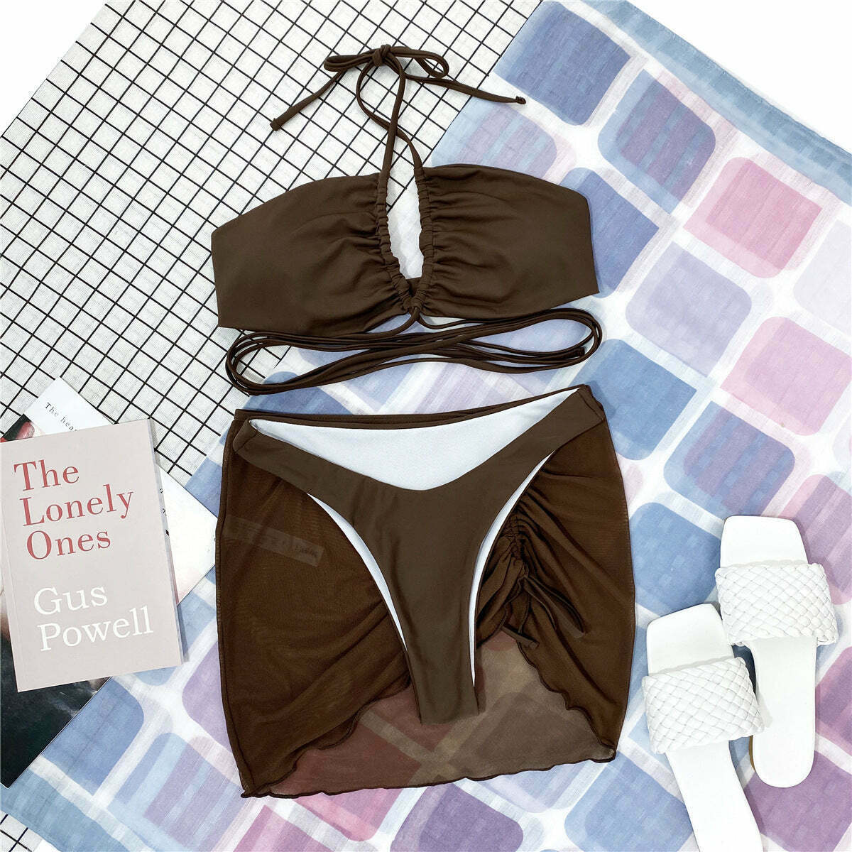 Y2K Aesthetic Coquette Split Bikini Swimsuit - Retro Grunge Style for Women
