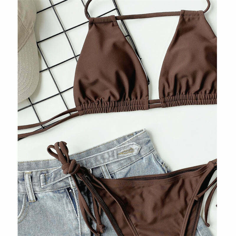 Y2K Aesthetic Coquette Style Backless Bandage Bikini - Grunge Fashion, Cute