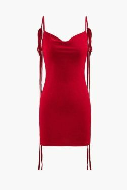 Y2K Aesthetic Coquette Style Backless Mini Dress with Cowl Neck
