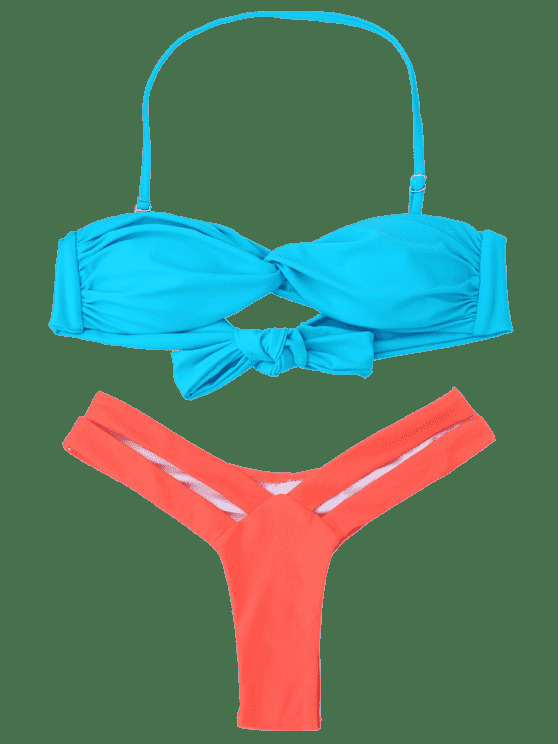 Y2K Aesthetic Coquette Style Bandage Bikini - Trendy Two-Tone Fashion for Women