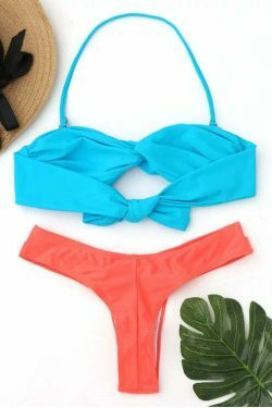 Y2K Aesthetic Coquette Style Bandage Bikini - Trendy Two-Tone Fashion for Women
