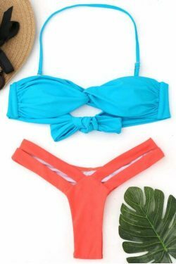 Y2K Aesthetic Coquette Style Bandage Bikini - Trendy Two-Tone Fashion for Women