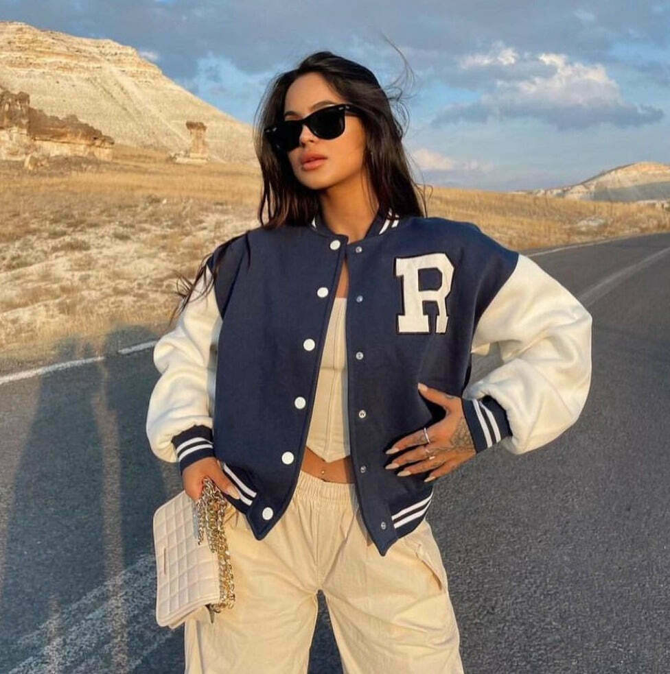 Y2K Aesthetic Coquette Style Baseball Jacket for Women - Grunge, Pastel Goth, and Old Money Fashion