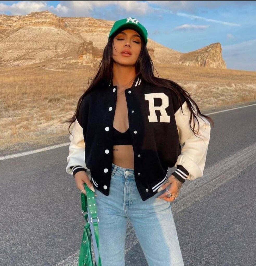 Y2K Aesthetic Coquette Style Baseball Jacket for Women - Grunge, Pastel Goth, and Old Money Fashion
