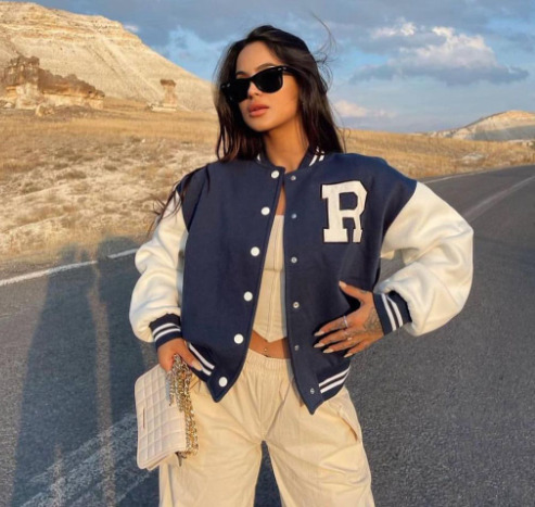 Y2K Aesthetic Coquette Style Baseball Jacket for Women - Grunge, Pastel Goth, and Old Money Fashion