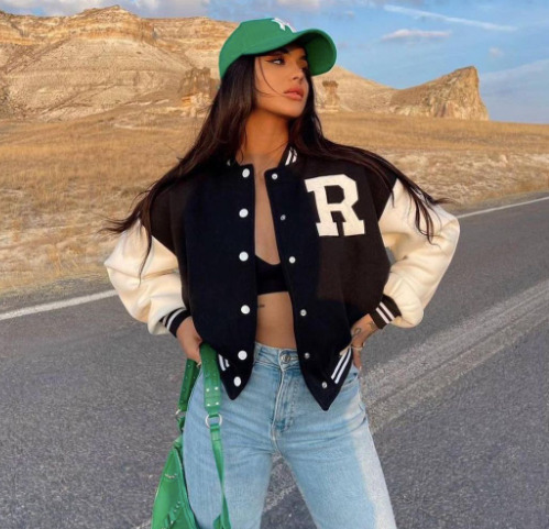 Y2K Aesthetic Coquette Style Baseball Jacket for Women - Grunge, Pastel Goth, and Old Money Fashion