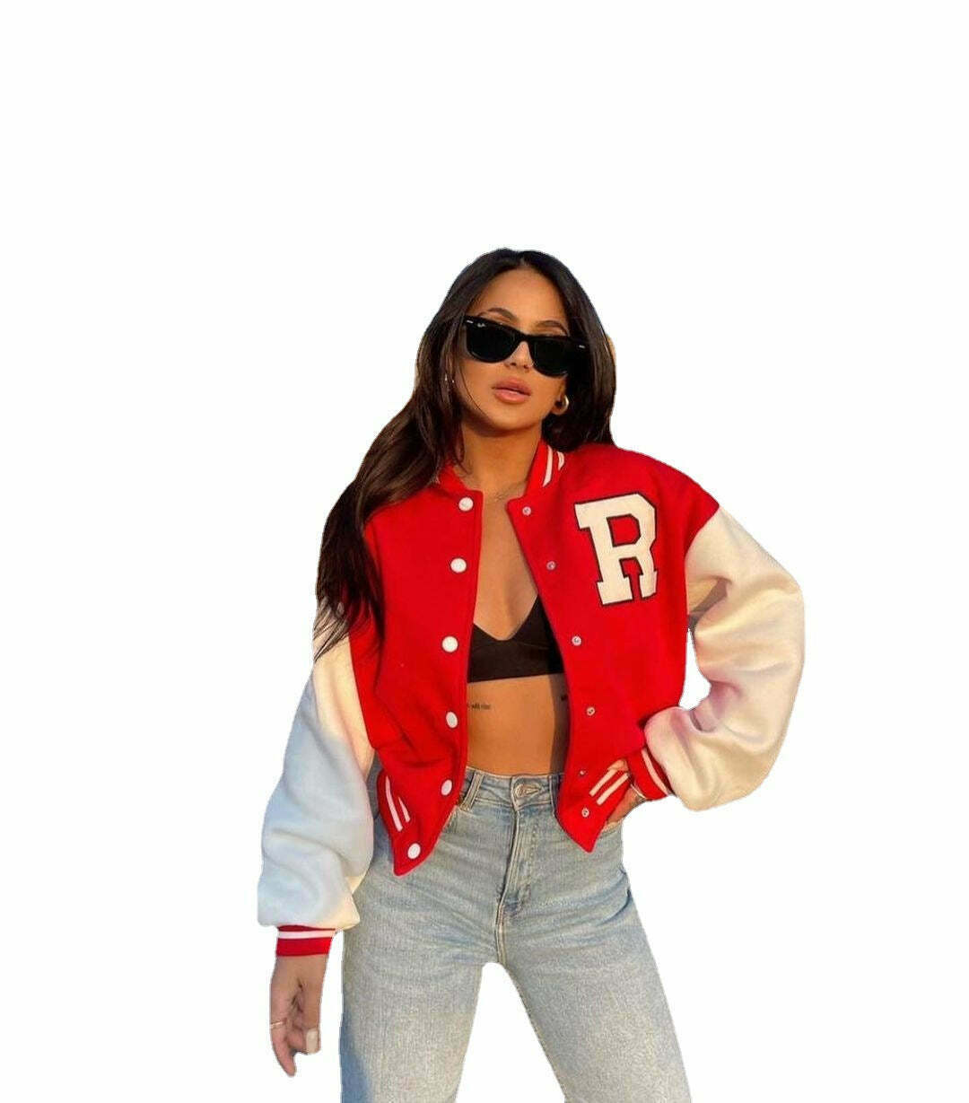 Y2K Aesthetic Coquette Style Baseball Jacket for Women - Grunge, Pastel Goth, and Old Money Fashion