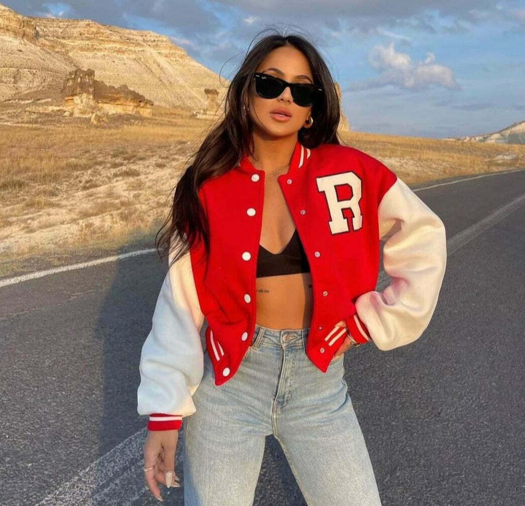 Y2K Aesthetic Coquette Style Baseball Jacket for Women - Grunge, Pastel Goth, and Old Money Fashion