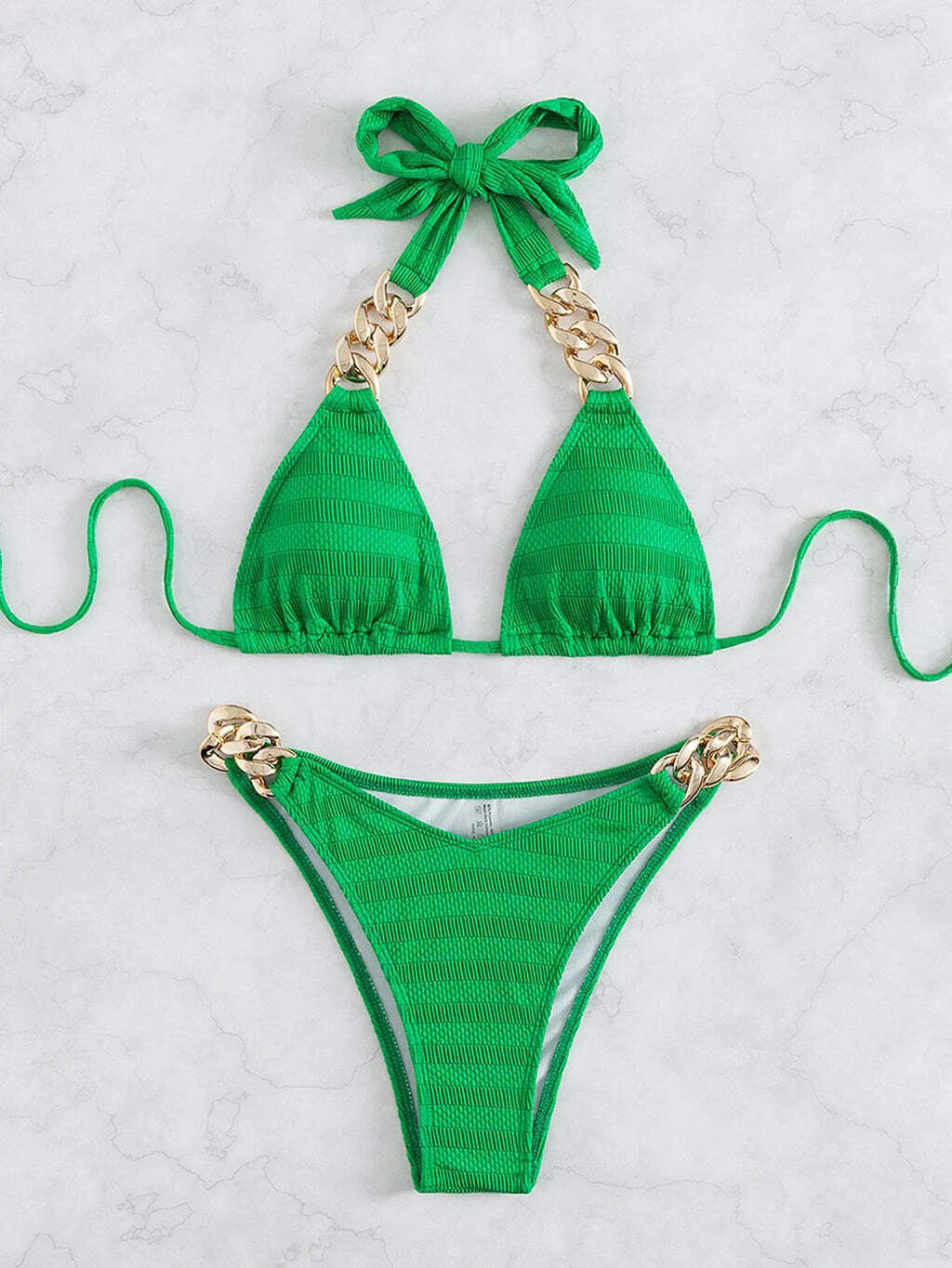 Y2K Aesthetic Coquette Style Beach Bikini Solid Color Sexy Swimsuit