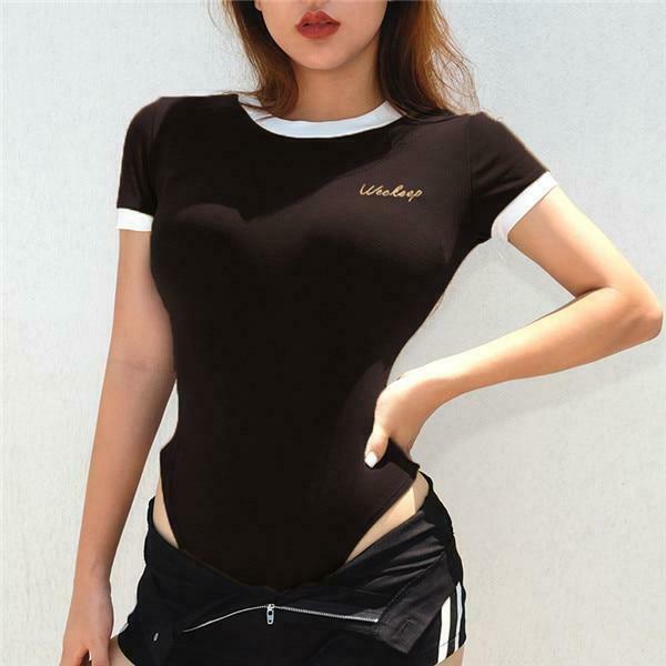 Y2K Aesthetic Coquette Style Bodysuit with Lettering - Cute Tops for Women