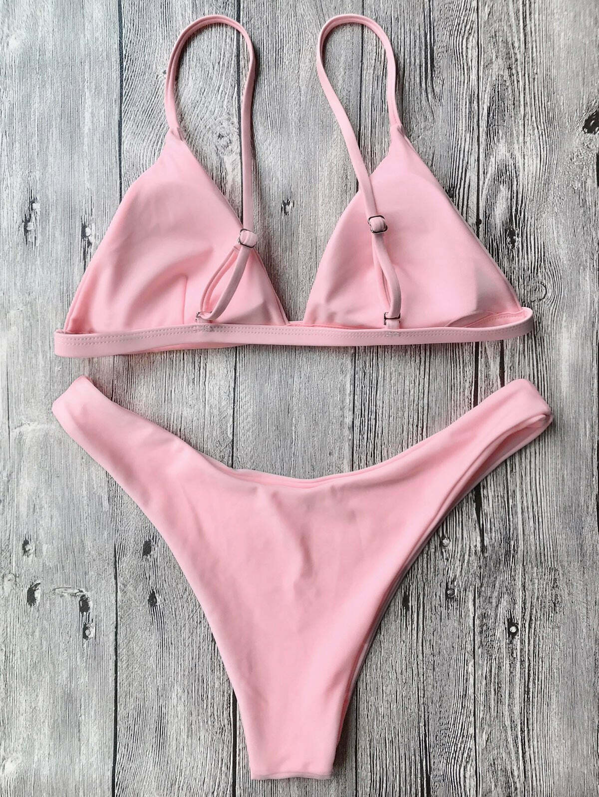 Y2K Aesthetic Coquette Style Cami Soft Pad Thong Bikini Set