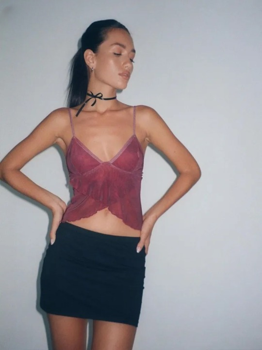 Y2K Aesthetic Coquette Style Cami with Pastel Goth Vibes and Grunge Flair