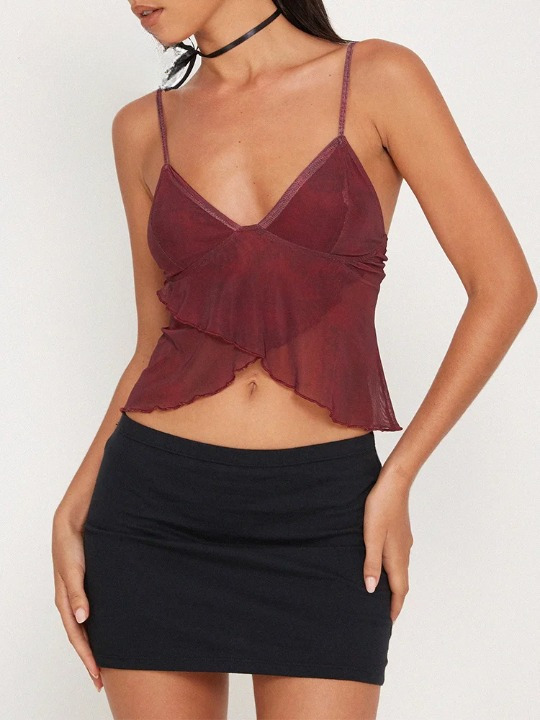 Y2K Aesthetic Coquette Style Cami with Pastel Goth Vibes and Grunge Flair