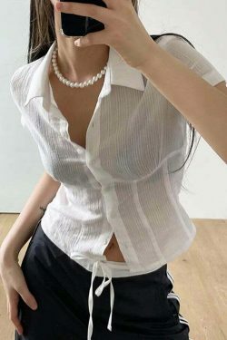 Y2K Aesthetic Coquette Style Cargo Skirt - Modern Minimalism Short Sleeve Shirt