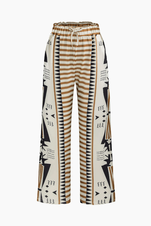 Y2K Aesthetic Coquette Style Cargo Skirt - Printed Tie Waist Pants