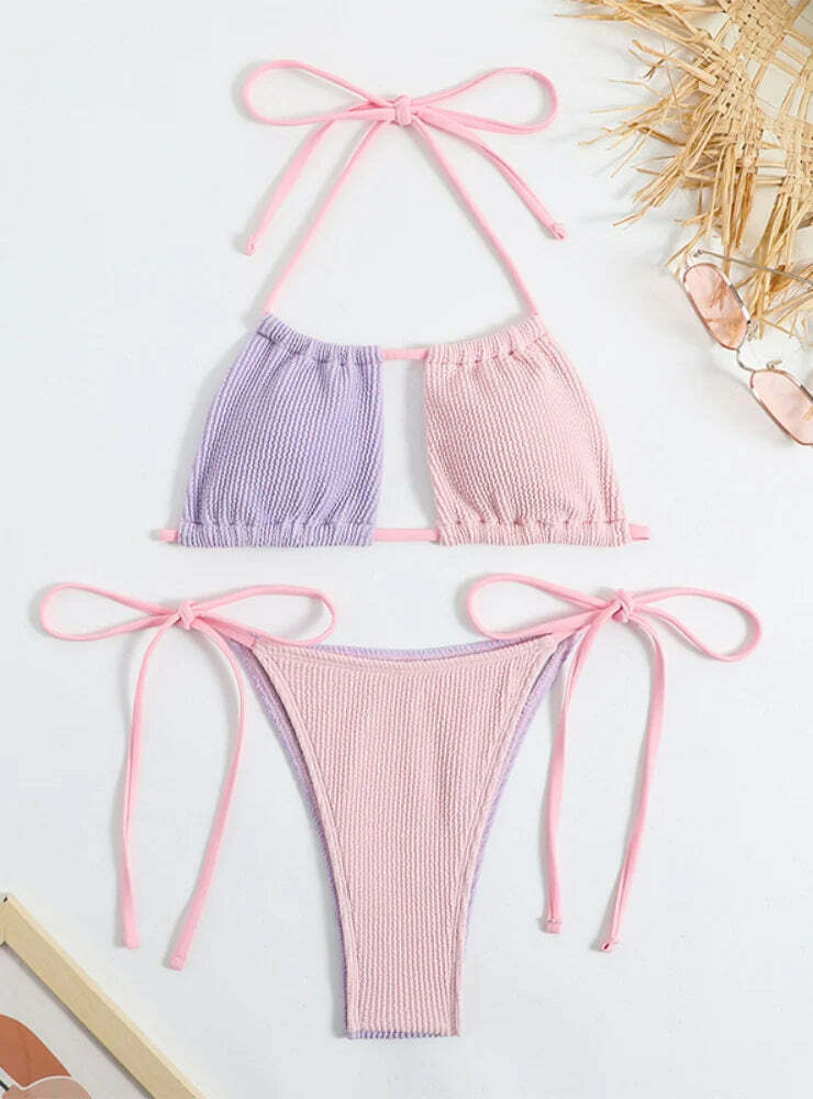Y2K Aesthetic Coquette Style Cargo Skirt - Sexy Pink Purple Swimwear