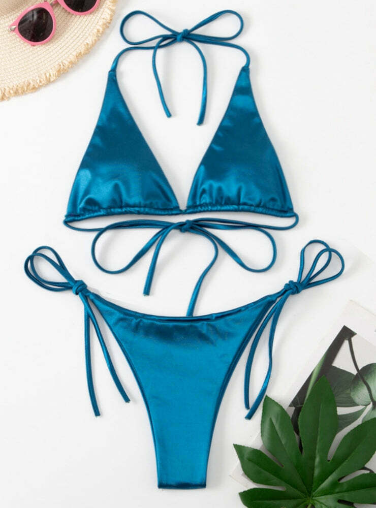 Y2K Aesthetic Coquette Style Cargo Skirt and Cute Tops Beach Suit Swimsuit