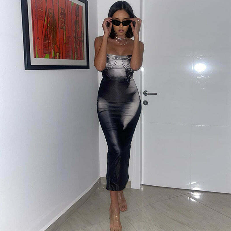 Y2K Aesthetic Coquette Style Cargo Skirt Dress with Back Slit - Women's Fashion