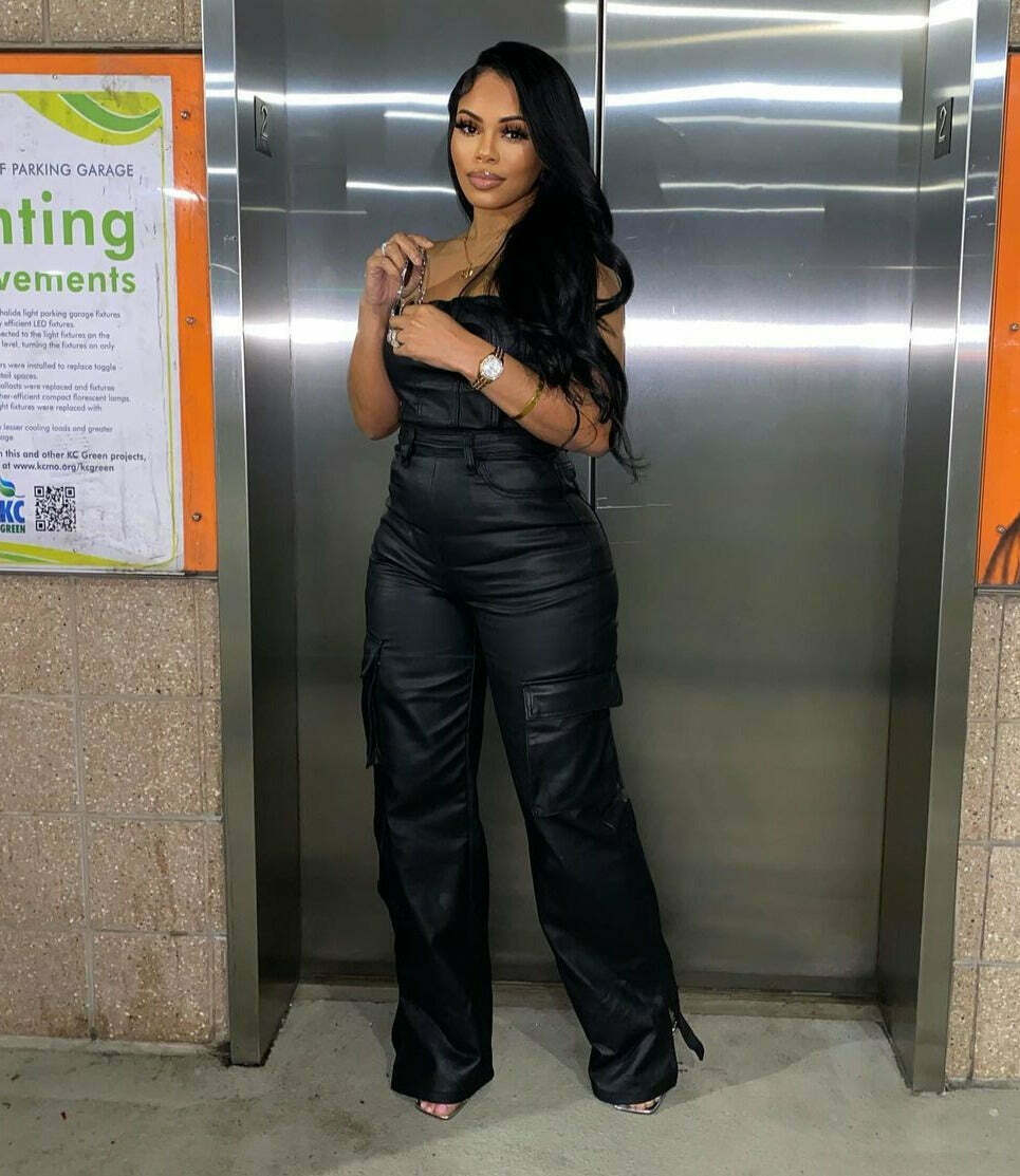 Y2K Aesthetic Coquette Style Cargo Skirt Jumpsuit with PU Leather Pocket