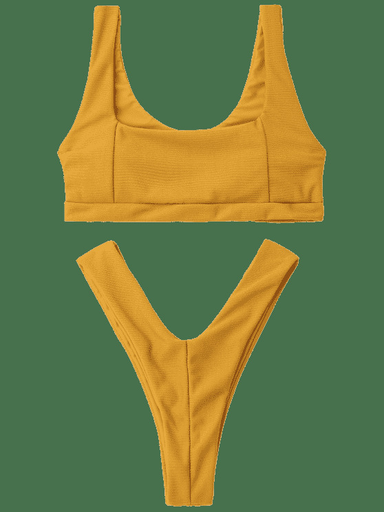 Y2K Aesthetic Coquette Style Cargo Skirt Set with Chic Twist Front Bandeau Thong Bikini