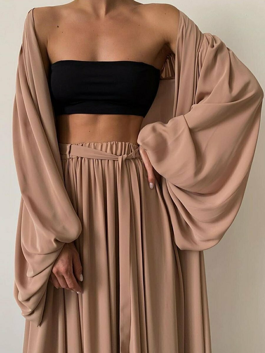 Y2K Aesthetic Coquette Style Cargo Skirt Set with Sexy 3-Piece Loose Suit