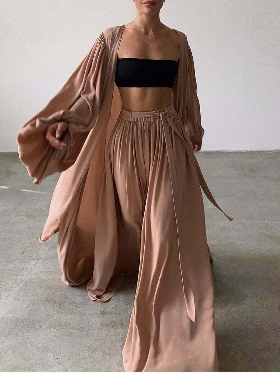 Y2K Aesthetic Coquette Style Cargo Skirt Set with Sexy 3-Piece Loose Suit