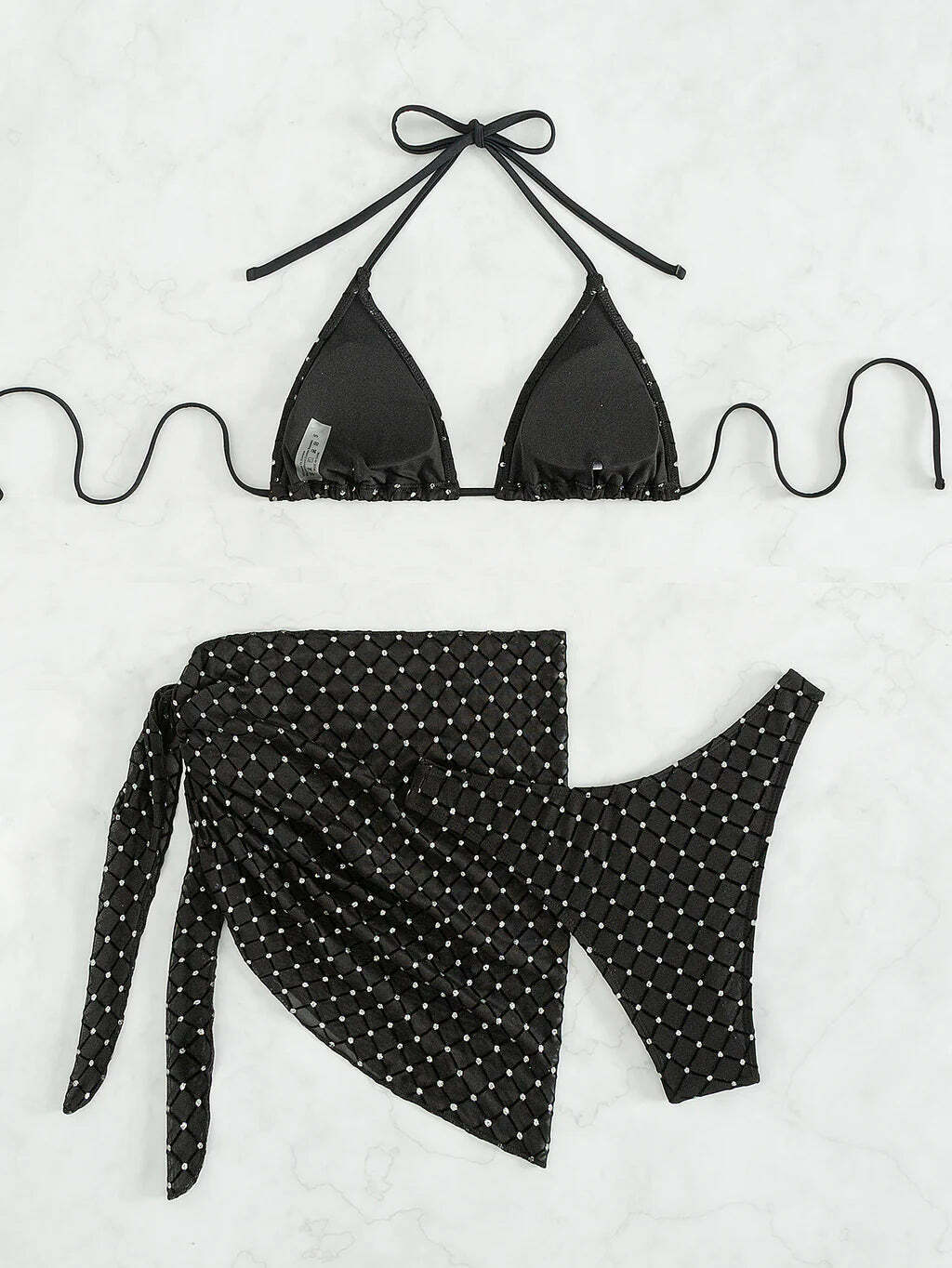 Y2K Aesthetic Coquette Style Cargo Skirt Set with Strap Sexy Slim Three-Piece Swimsuit