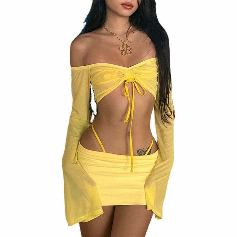 Y2K Aesthetic Coquette Style Cargo Skirt Suit for Women - Slim Fit One-Line Collar