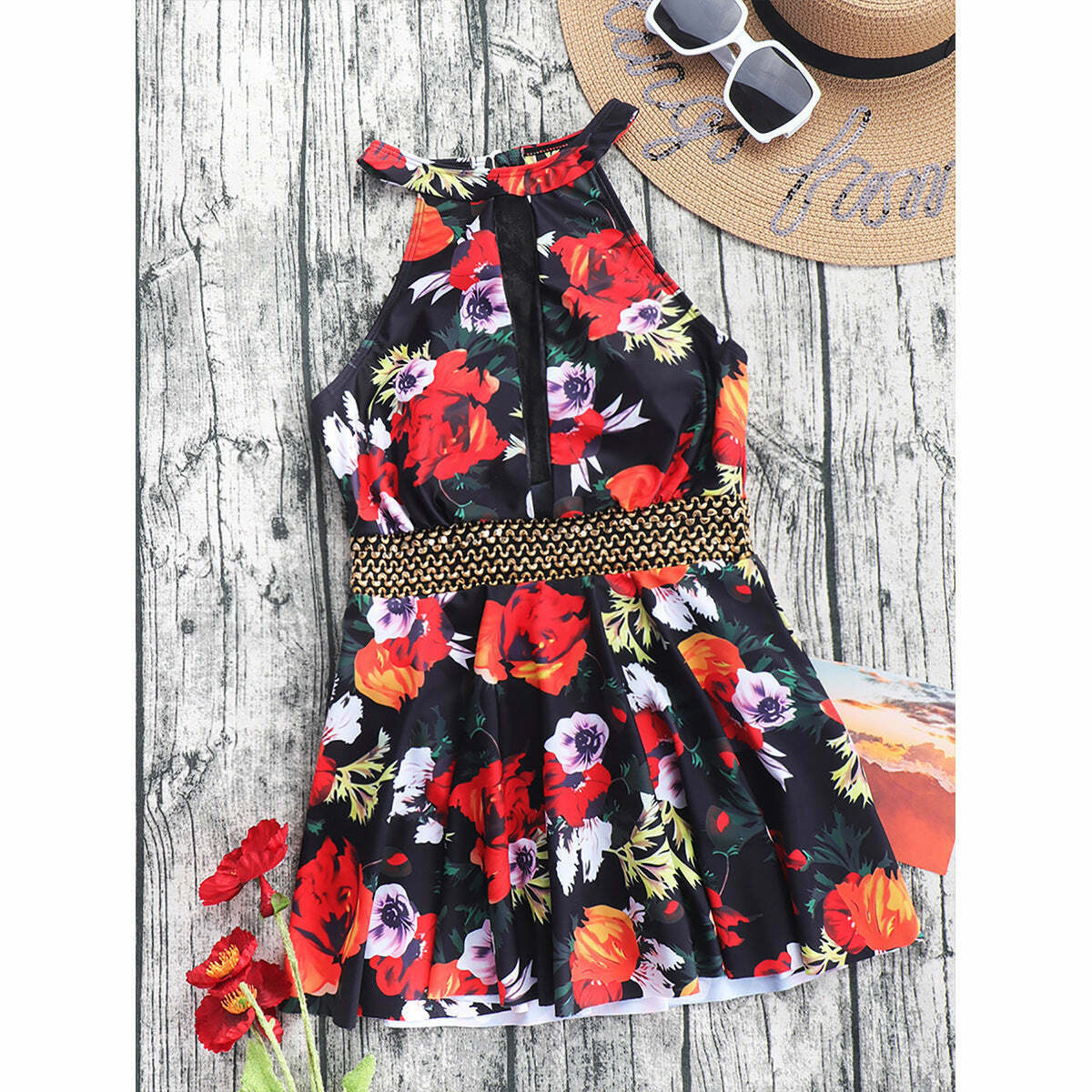 Y2K Aesthetic Coquette Style Cargo Skirt Swimsuit - Vintage-inspired Fashion for Women