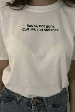 Y2K Aesthetic Coquette Style Grunge Fashion Hoodie - Books, Not Guns. Culture, Not Violence.