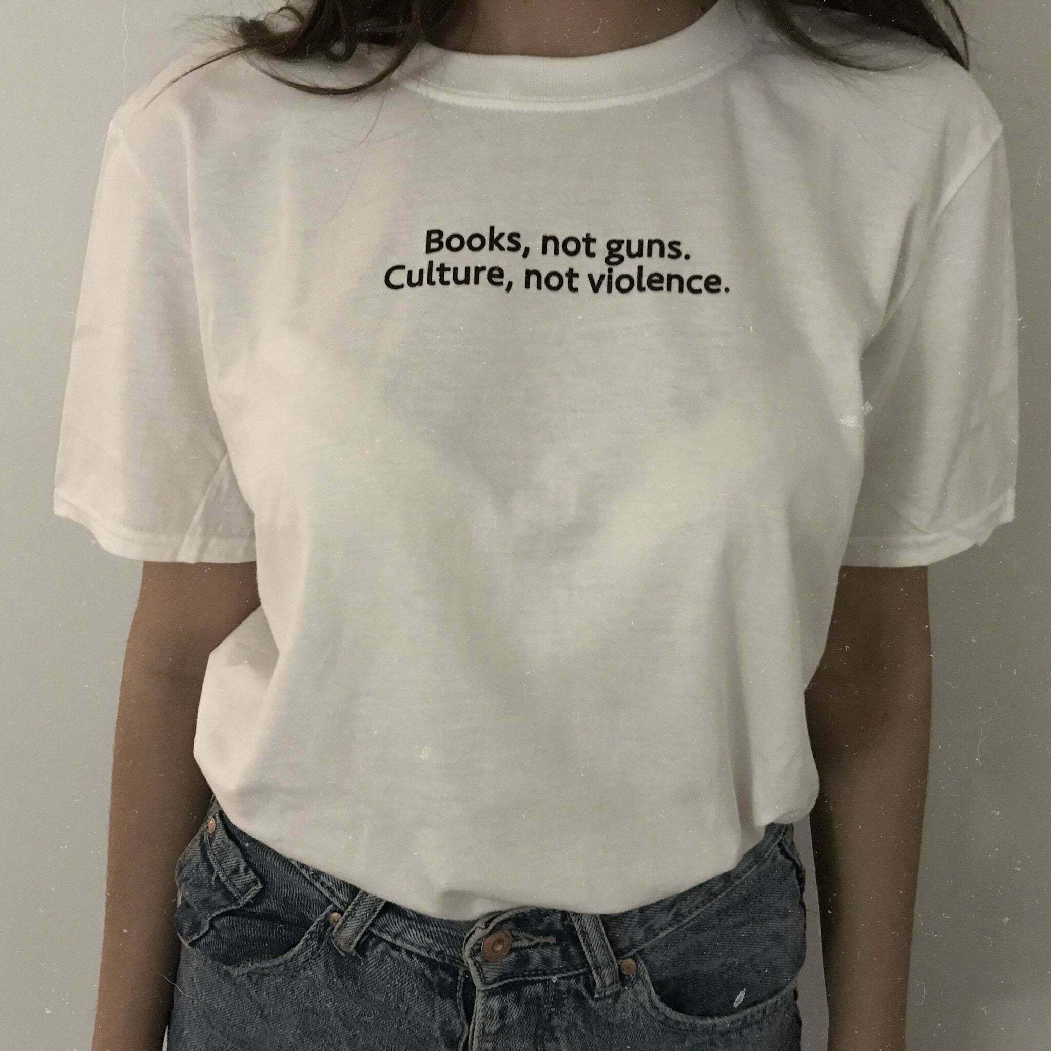 Y2K Aesthetic Coquette Style Grunge Fashion Hoodie - Books, Not Guns. Culture, Not Violence.