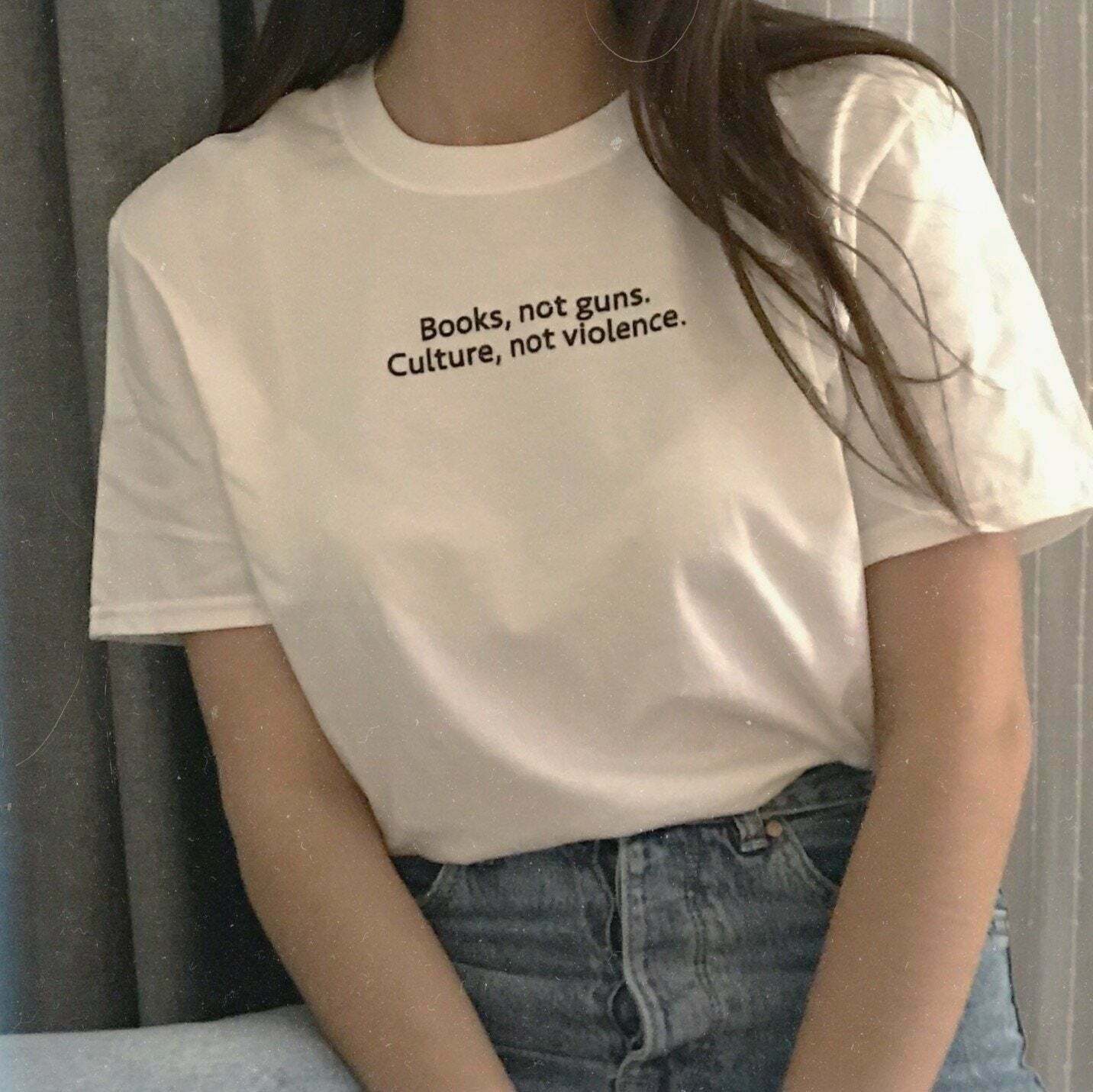 Y2K Aesthetic Coquette Style Grunge Fashion Hoodie - Books, Not Guns. Culture, Not Violence.