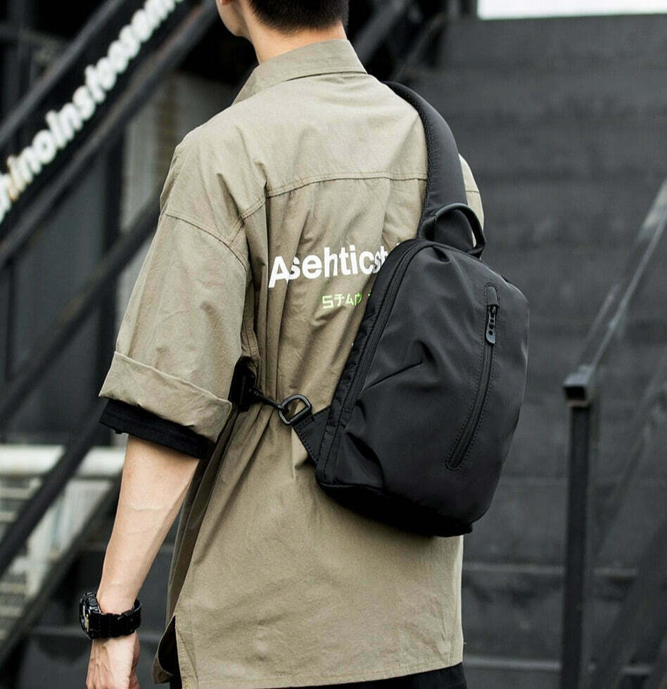 Y2K Aesthetic Coquette Style Grunge Hoodie Cargo Skirt Pastel Goth Fashion Water Resistant Sling Bag